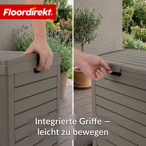 Outdoor Mülleimer in Holz-Optik | Wetterfester Müllbehälter für Garten & Terrasse | 118L / 230L