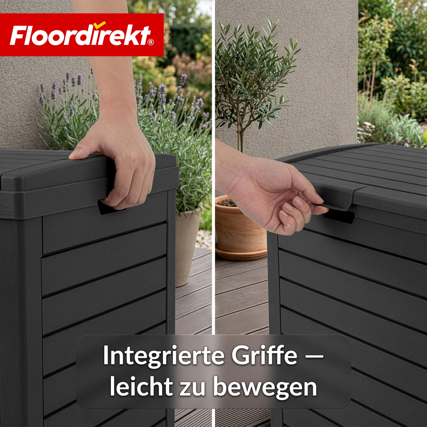 Outdoor Mülleimer in Holz-Optik | Wetterfester Müllbehälter für Garten & Terrasse | 118L / 230L