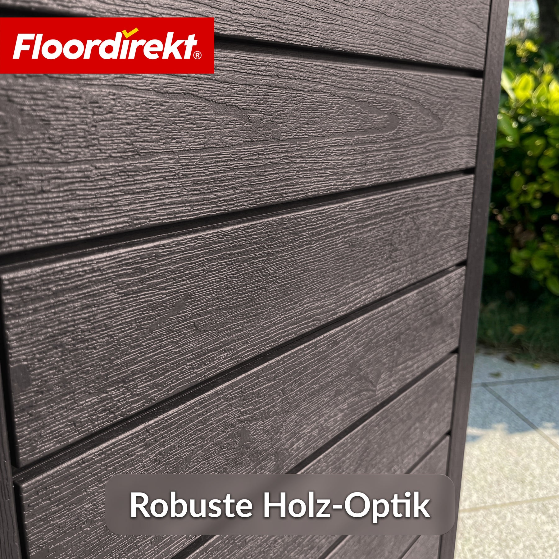 Outdoor Mülleimer in Holz-Optik | Wetterfester Müllbehälter für Garten & Terrasse | 118L / 230L