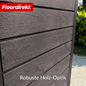Outdoor Mülleimer in Holz-Optik | Wetterfester Müllbehälter für Garten & Terrasse | 118L / 230L