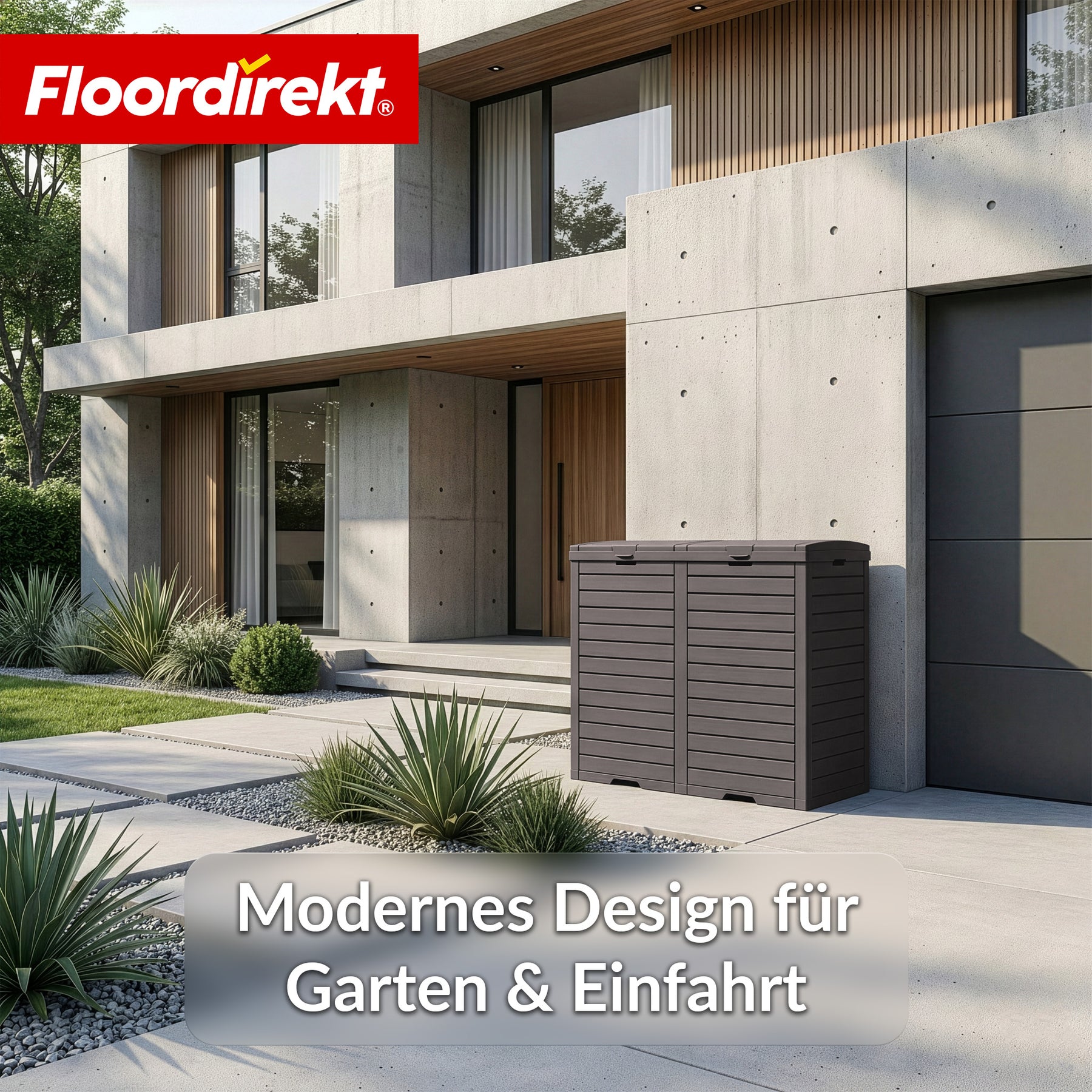 Outdoor Mülleimer in Holz-Optik | Wetterfester Müllbehälter für Garten & Terrasse | 118L / 230L