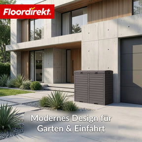 Outdoor Mülleimer in Holz-Optik | Wetterfester Müllbehälter für Garten & Terrasse | 118L / 230L
