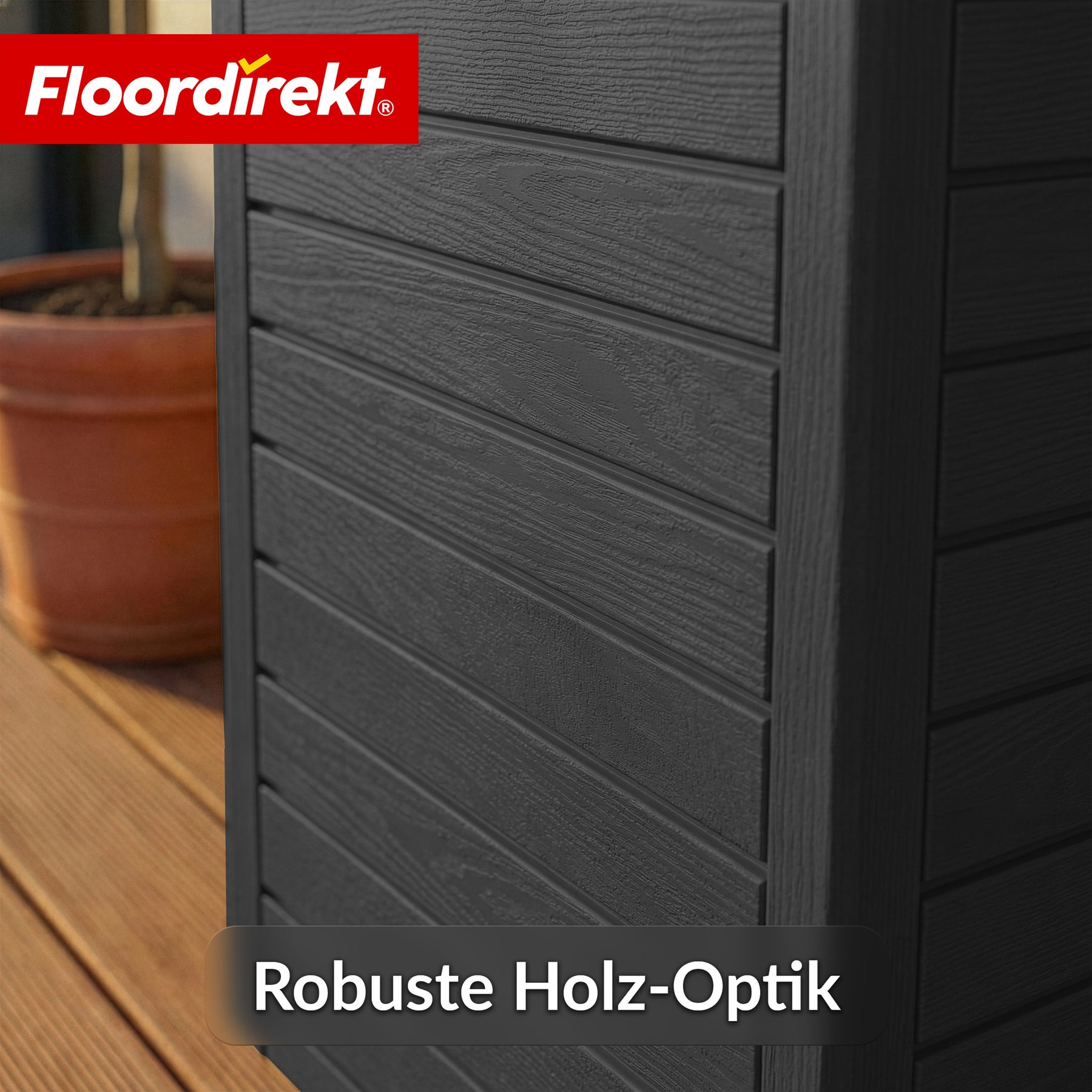 Outdoor Mülleimer in Holz-Optik | Wetterfester Müllbehälter für Garten & Terrasse | 118L / 230L