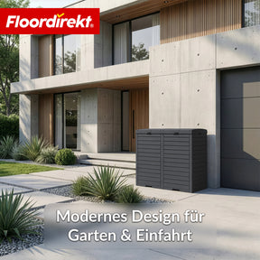 Outdoor Mülleimer in Holz-Optik | Wetterfester Müllbehälter für Garten & Terrasse | 118L / 230L