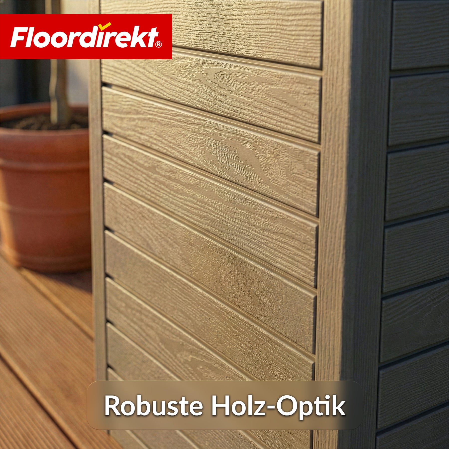 Outdoor Mülleimer in Holz-Optik | Wetterfester Müllbehälter für Garten & Terrasse | 118L / 230L