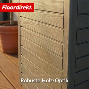Outdoor Mülleimer in Holz-Optik | Wetterfester Müllbehälter für Garten & Terrasse | 118L / 230L