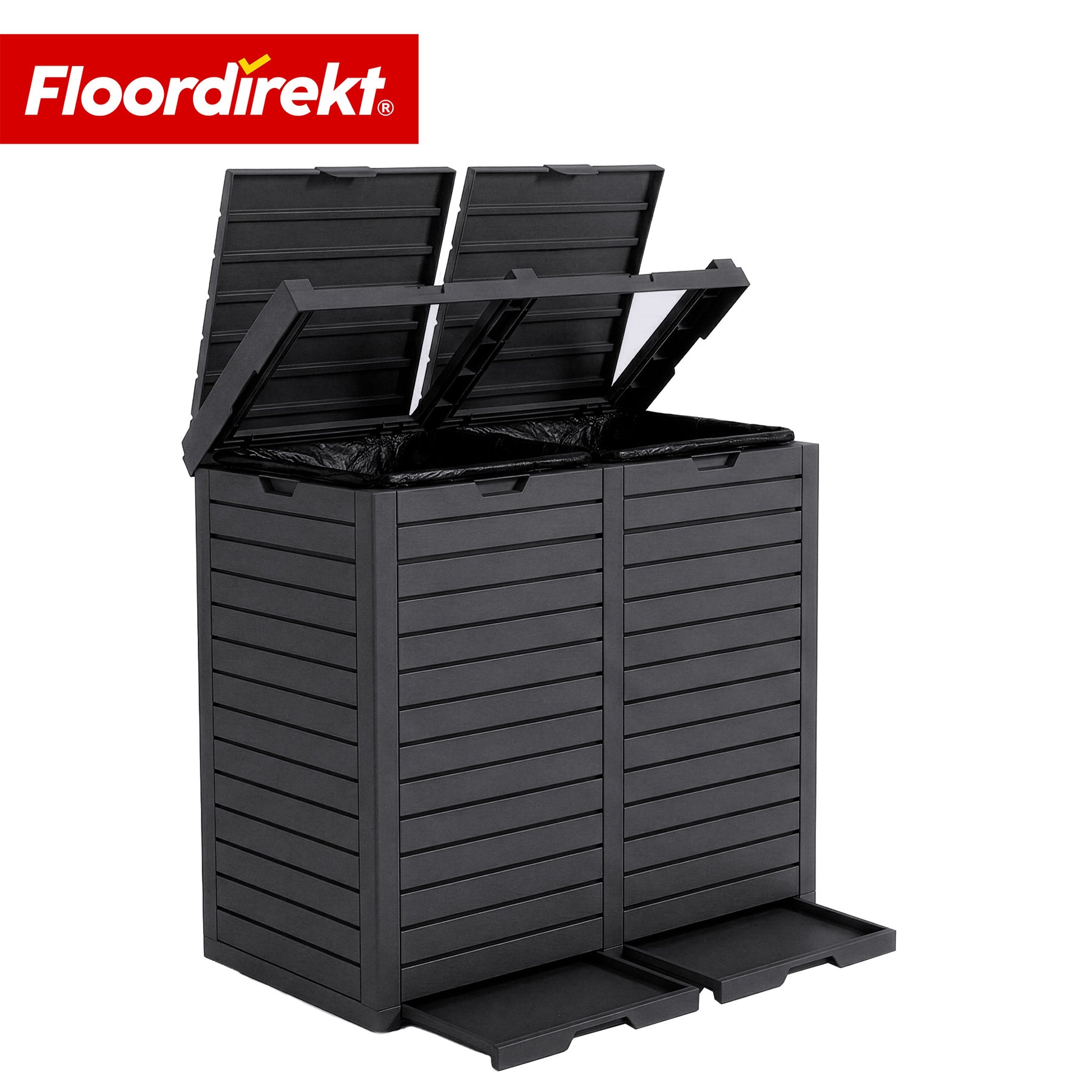 Outdoor Mülleimer in Holz-Optik | Wetterfester Müllbehälter für Garten & Terrasse | 118L / 230L