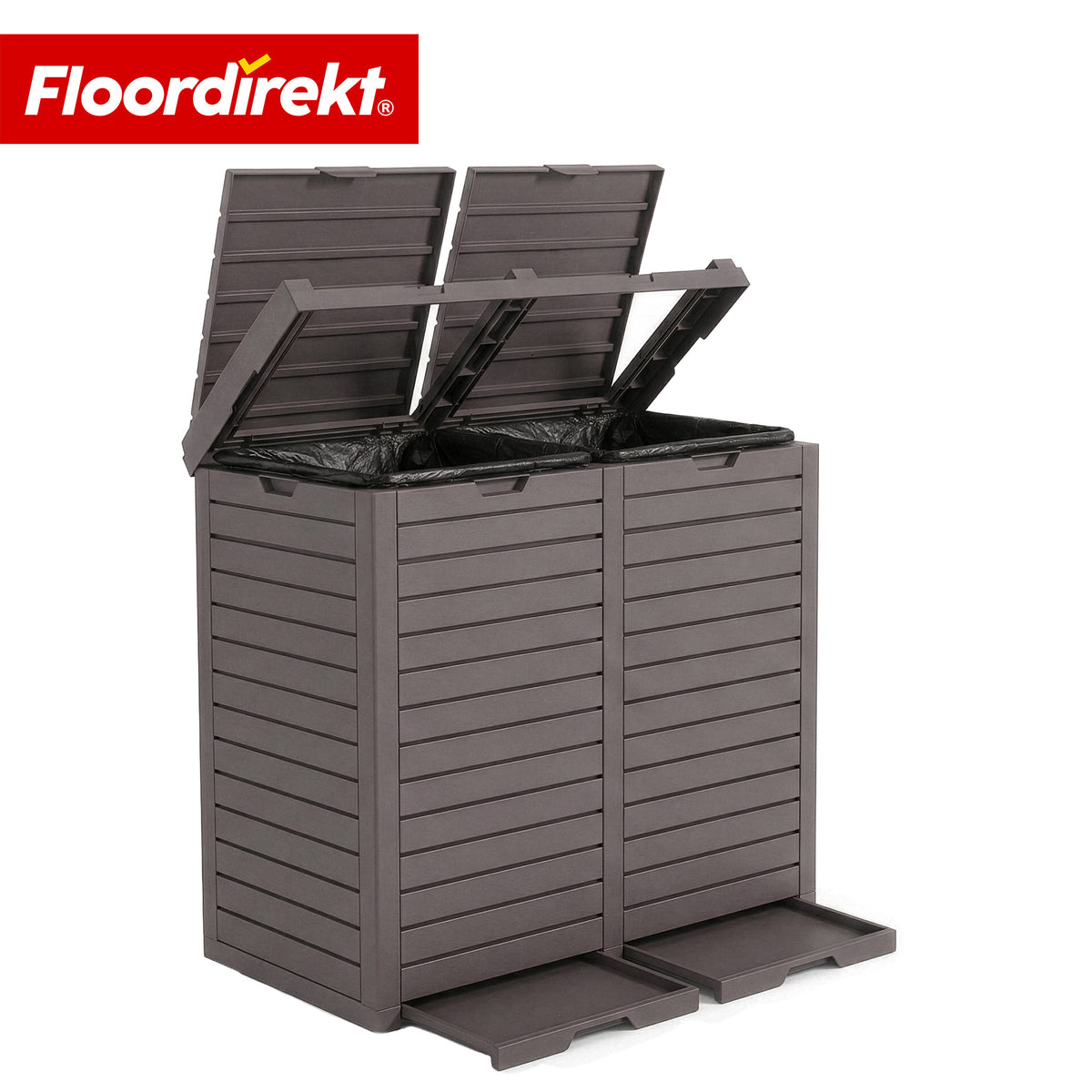 Outdoor Mülleimer in Holz-Optik | Wetterfester Müllbehälter für Garten & Terrasse | 118L / 230L