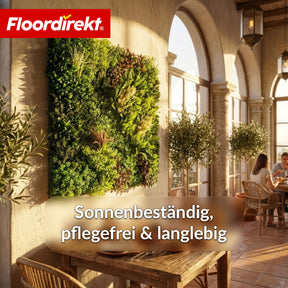 Pflanzenwand | Hera | Natürliches, pflegefreies Kunstpflanzen-Panel | Sonnenbeständig & erweiterbar mit Klick-System | 100 × 100 cm