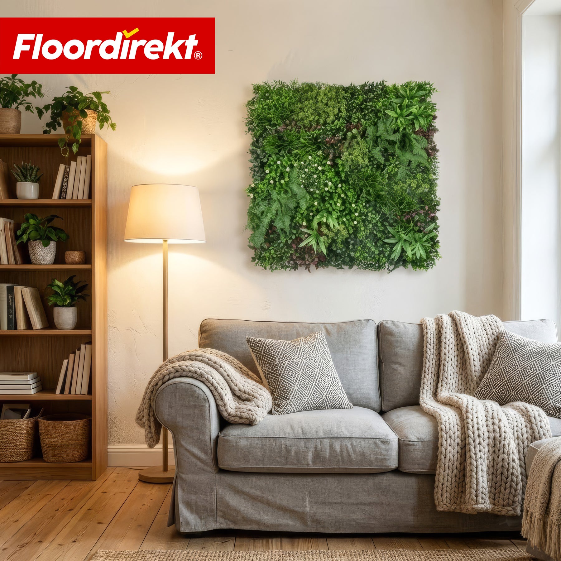 Pflanzenwand | Wonderland | Realistisches Kunstpflanzen-Panel | Formstabil, sonnenbeständig & erweiterbar | 100 × 100 cm