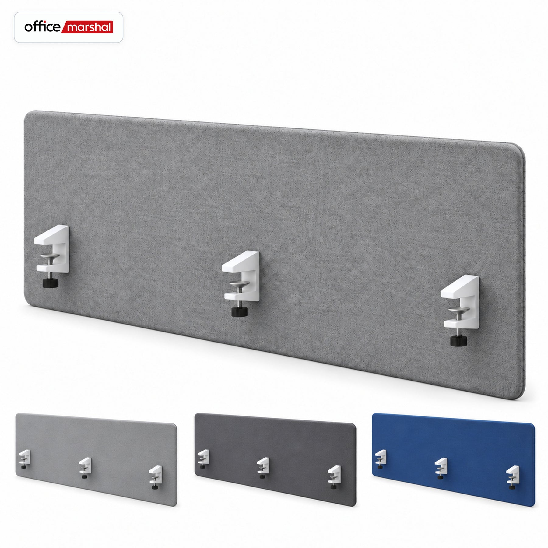 Akustik-Tischtrennwand | Silent Desk | Schreibtisch-Trennwand mit Polyesterbezug & Tischklemmen | 160 × 60 cm | 3 Farben