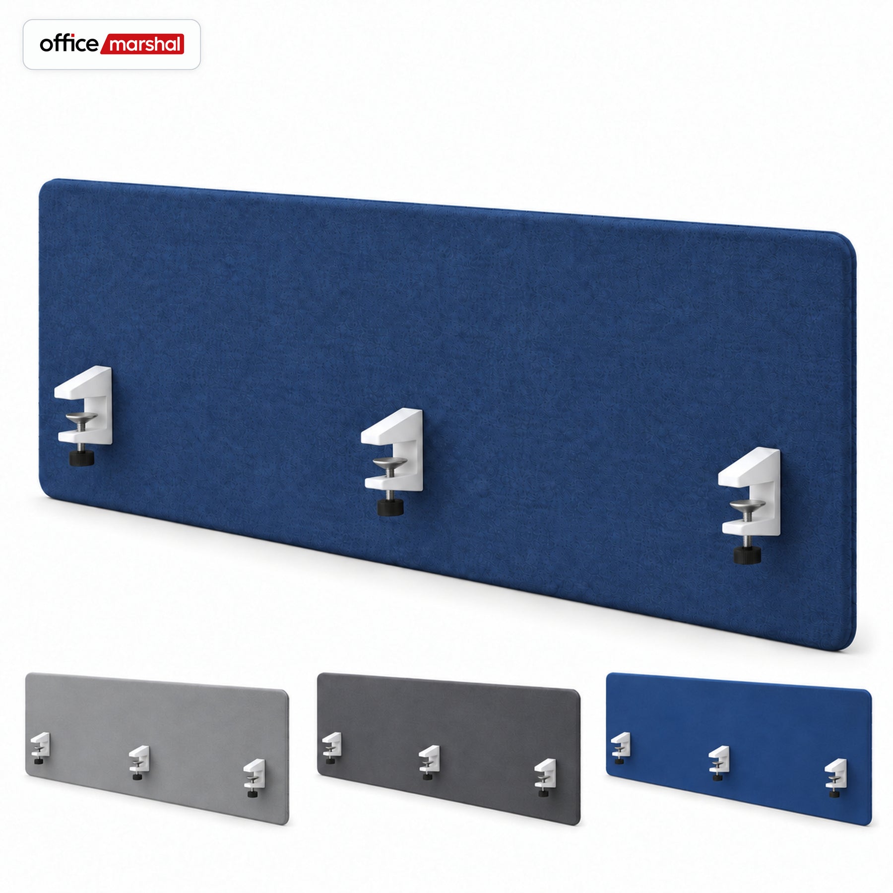 Akustik-Tischtrennwand | Silent Desk | Schreibtisch-Trennwand mit Polyesterbezug & Tischklemmen | 160 × 60 cm | 3 Farben
