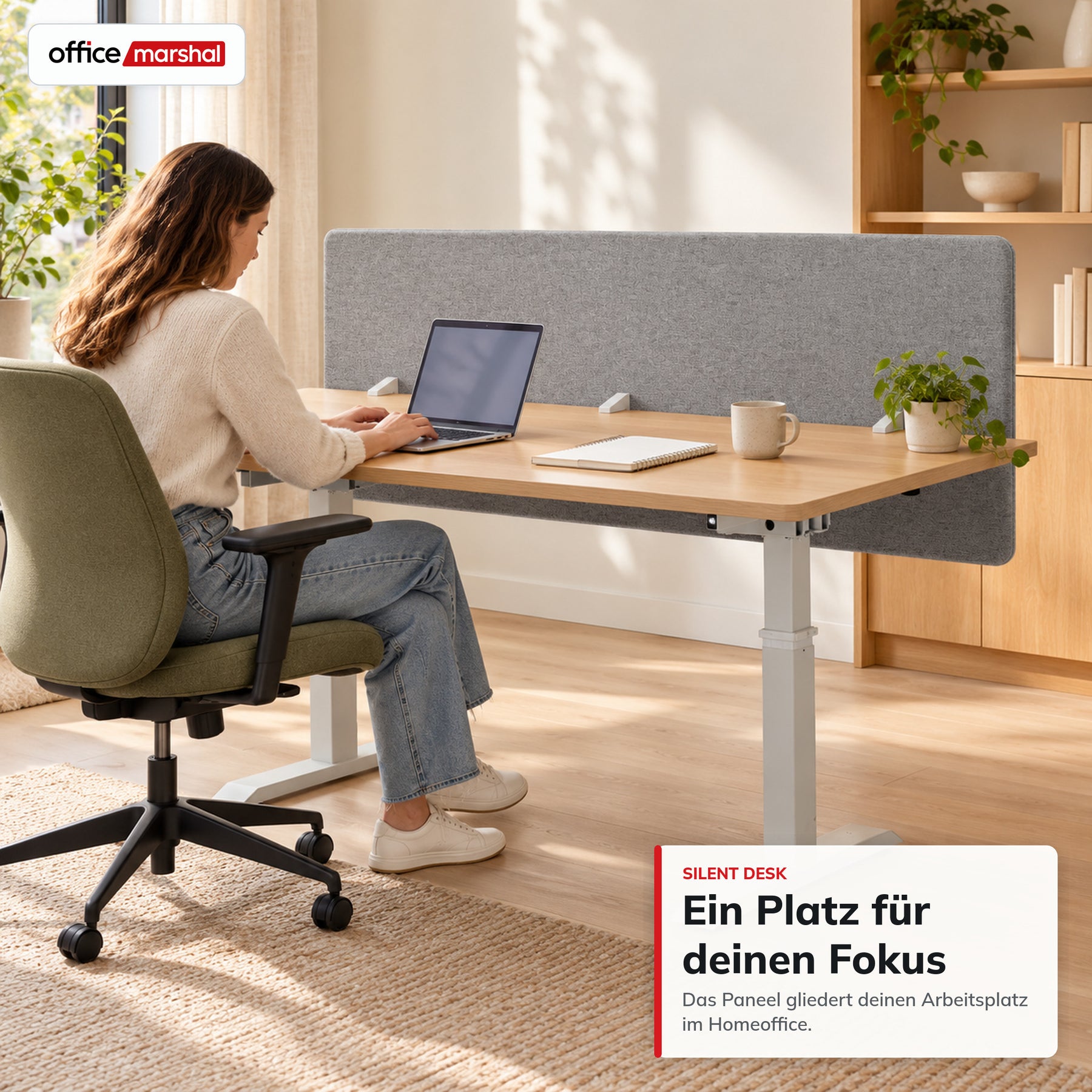 Akustik-Tischtrennwand | Silent Desk | Schreibtisch-Trennwand mit Polyesterbezug & Tischklemmen | 160 × 60 cm | 3 Farben