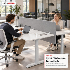 Akustik-Tischtrennwand | Silent Desk | Schreibtisch-Trennwand mit Polyesterbezug & Tischklemmen | 160 × 60 cm | 3 Farben