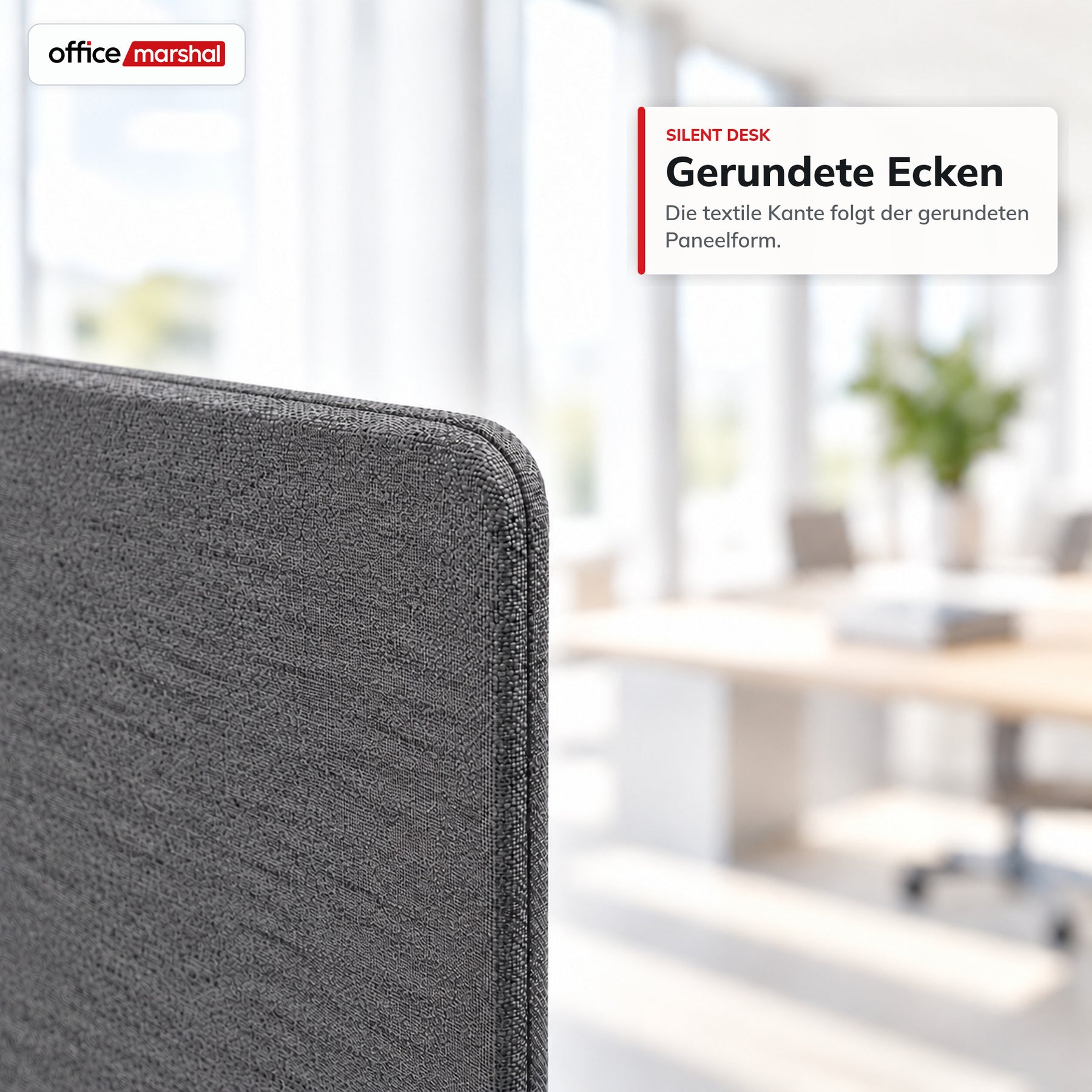 Akustik-Tischtrennwand | Silent Desk | Schreibtisch-Trennwand mit Polyesterbezug & Tischklemmen | 160 × 60 cm | 3 Farben