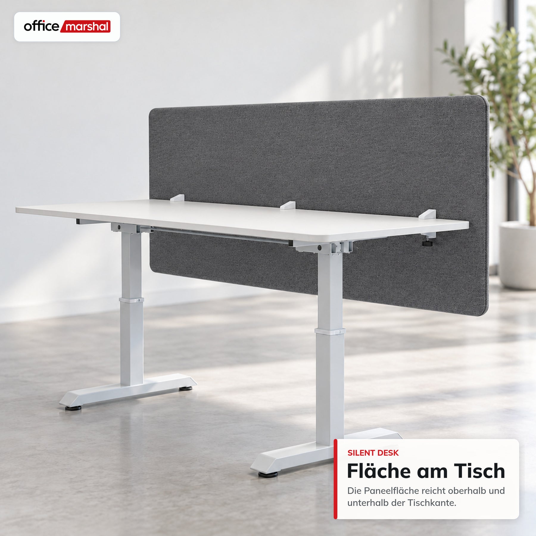 Akustik-Tischtrennwand | Silent Desk | Schreibtisch-Trennwand mit Polyesterbezug & Tischklemmen | 160 × 60 cm | 3 Farben