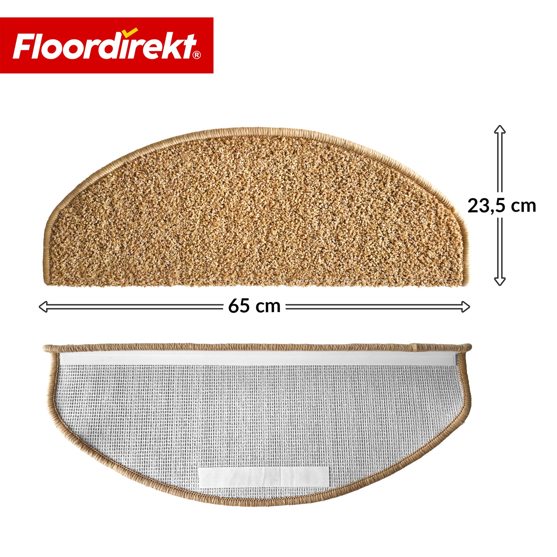Stufenmatten | Madrid | Halbrunde Shaggy Treppenstufenmatte, selbstklebend & schalldämmend