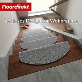 Stufenmatte | Monaco | Rutschhemmende Treppenmatte aus Polypropylen, robust, schalldämmend & pflegeleicht in halbrunder Form