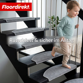 Stufenmatte | Monaco | Rutschhemmende Treppenmatte aus Polypropylen, robust, schalldämmend & pflegeleicht in halbrunder Form