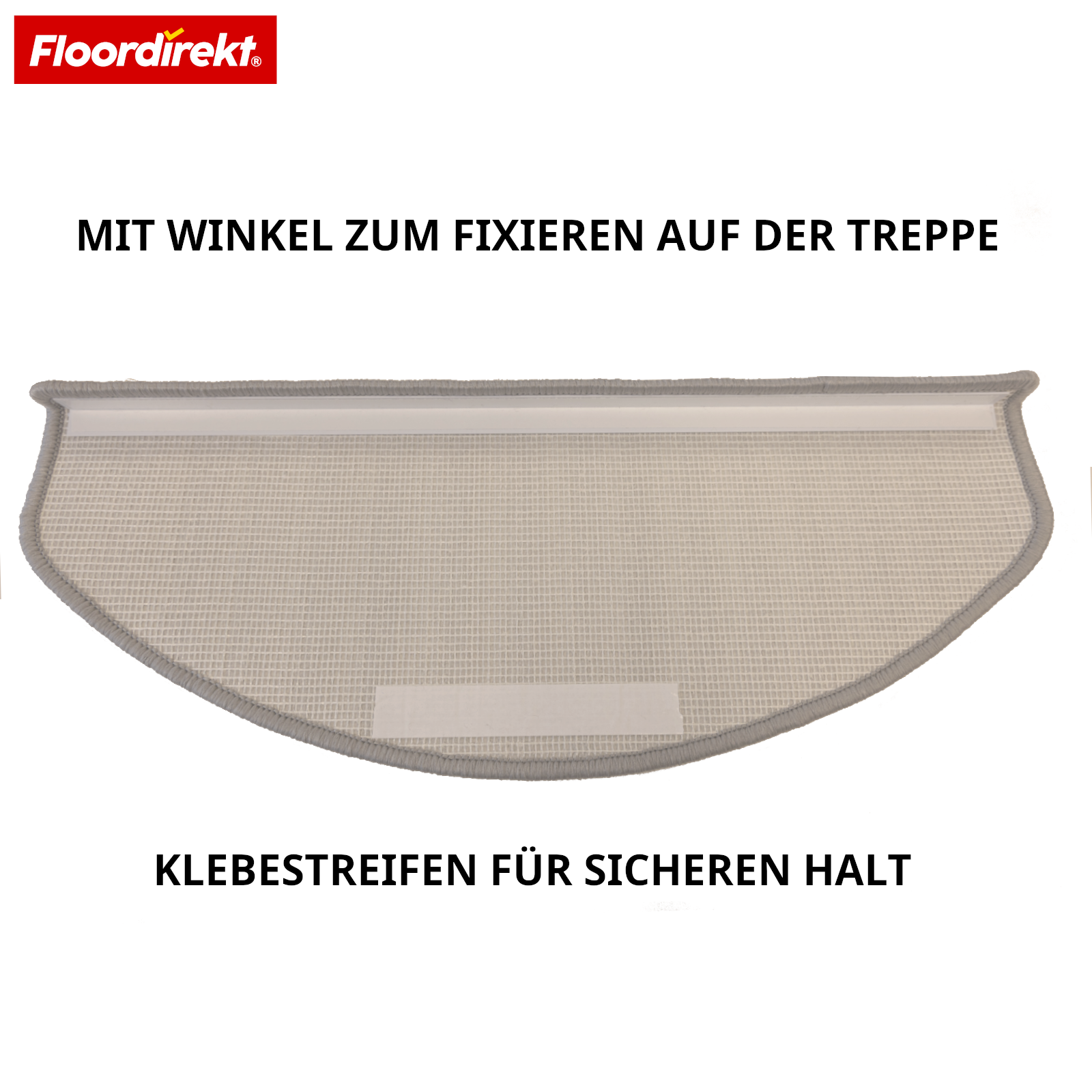 Velours-Stufenmatte | Wien | Halbrunde, rutschfeste Treppenmatte aus robustem Polypropylen | Treppenschutz, schalldämmend & antistatisch | Erhältlich in 4 modernen Farben