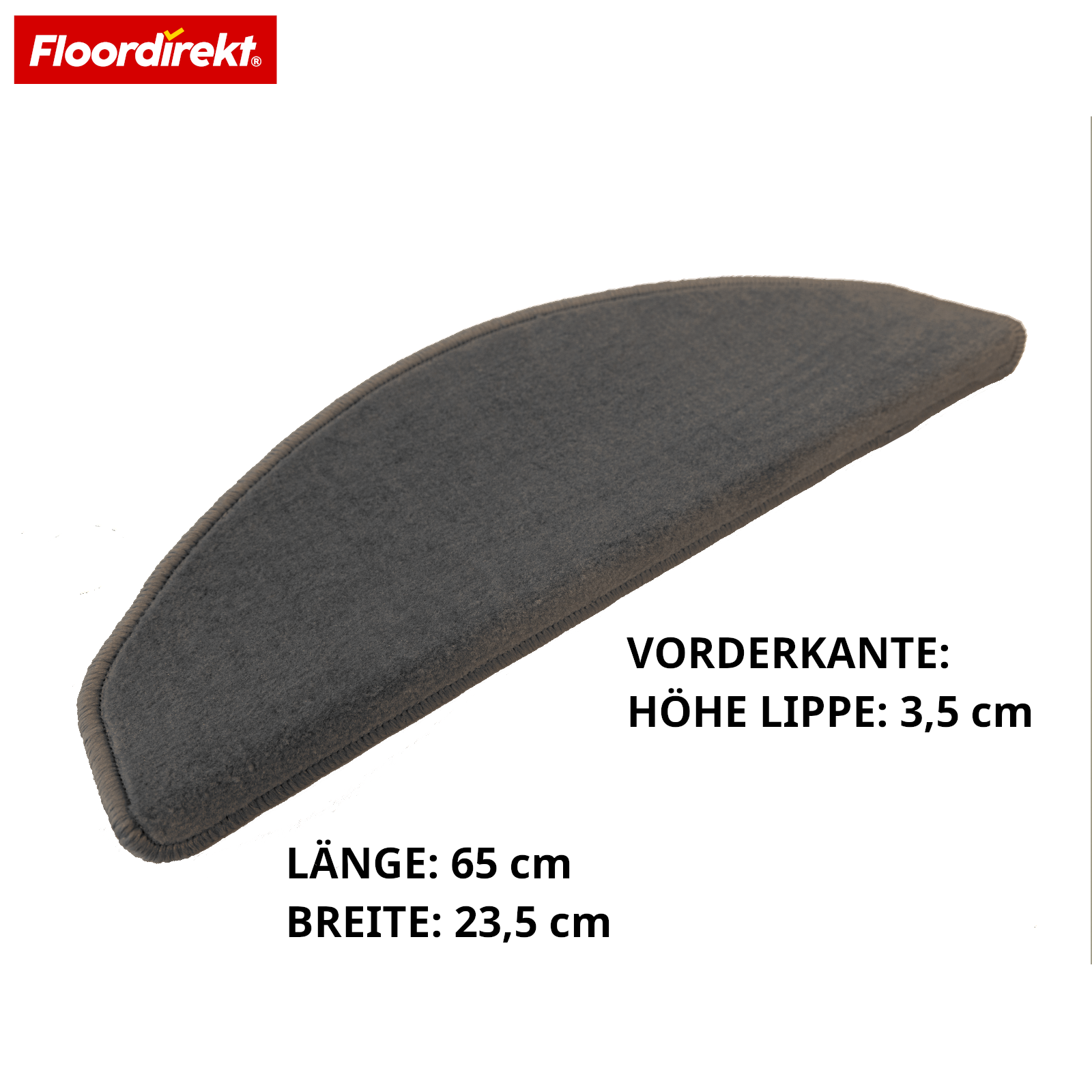 Velours-Stufenmatte | Wien | Halbrunde, rutschfeste Treppenmatte aus robustem Polypropylen | Treppenschutz, schalldämmend & antistatisch | Erhältlich in 4 modernen Farben