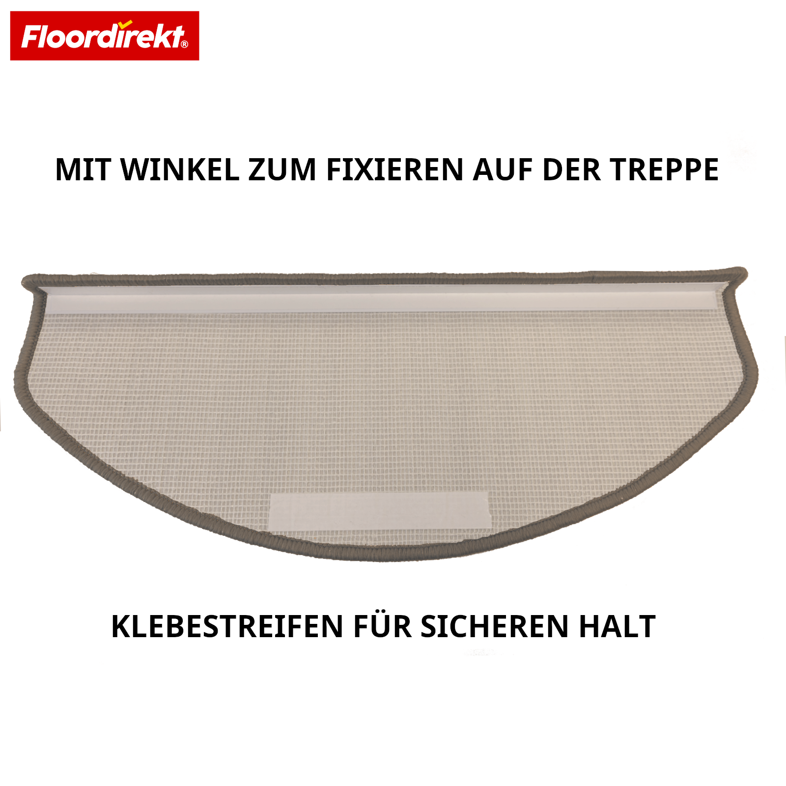 Velours-Stufenmatte | Wien | Halbrunde, rutschfeste Treppenmatte aus robustem Polypropylen | Treppenschutz, schalldämmend & antistatisch | Erhältlich in 4 modernen Farben