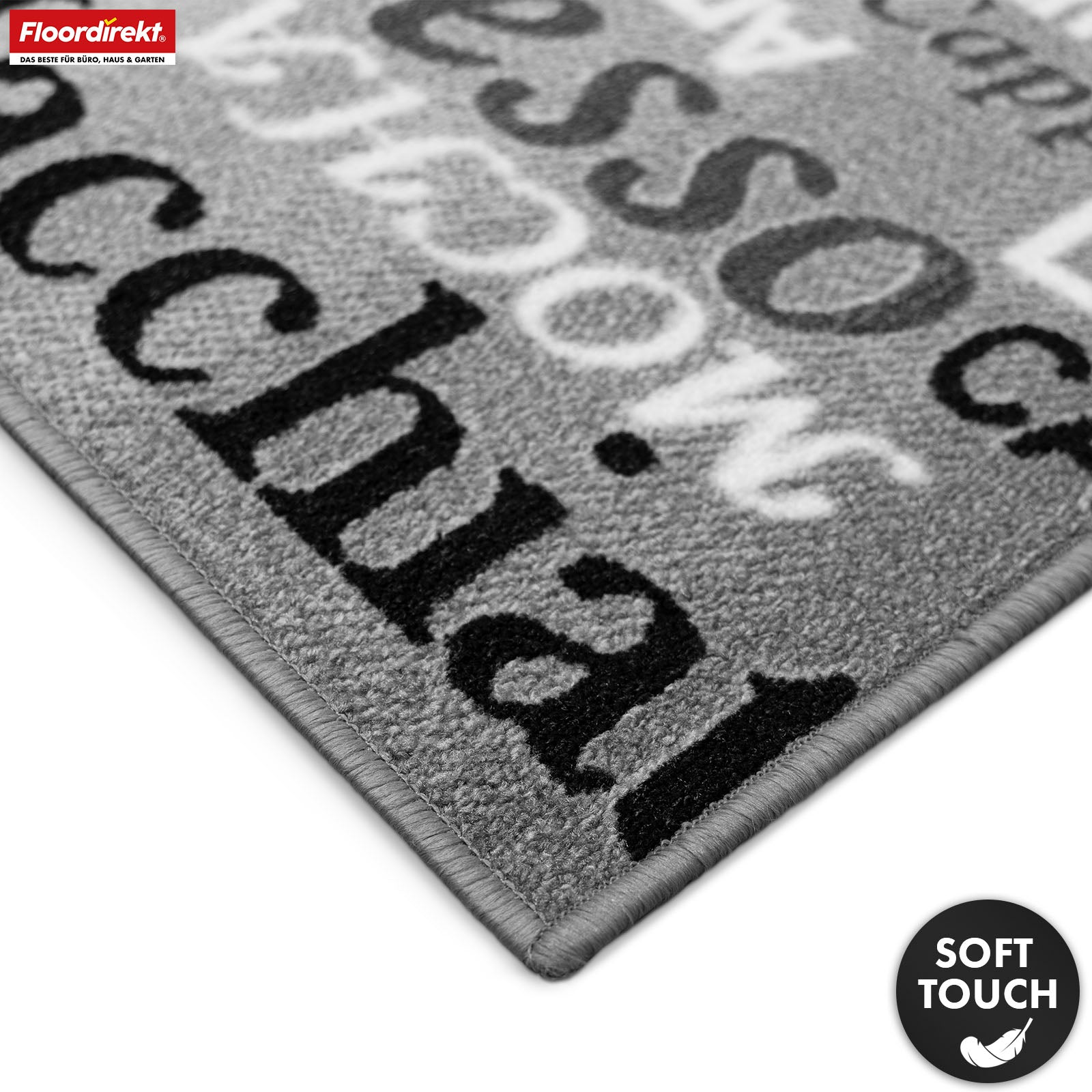 Teppichläufer | Coffee | Moderner Küchenläufer mit Kaffee-Motiven | Rutschfest, strapazierfähig & pflegeleicht