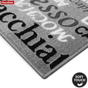 Teppichläufer | Coffee | Moderner Küchenläufer mit Kaffee-Motiven | Rutschfest, strapazierfähig & pflegeleicht