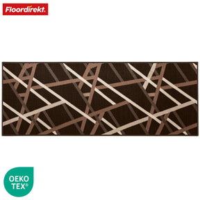 Teppichläufer | Printed | In Anthrazit & Braun | Moderner Läufer mit Streifen-Design & rutschhemmender Gel-Rückseite | Strapazierfähig & pflegeleicht