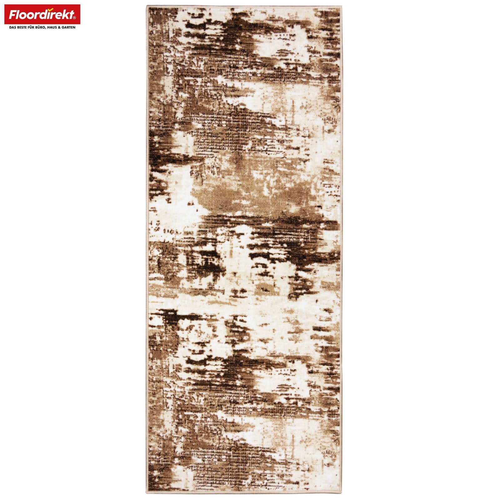 ✂ Teppichläufer | Ravena | Moderner Läufer in Anthrazit & Braun | Abstraktes Design mit rutschhemmender Gel-Rückseite | Strapazierfähig & pflegeleicht