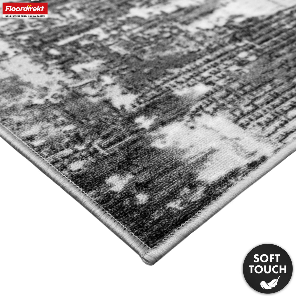 Teppichläufer | Ravena | Moderner Läufer in Anthrazit & Braun | Abstraktes Design mit rutschhemmender Gel-Rückseite | Strapazierfähig & pflegeleicht