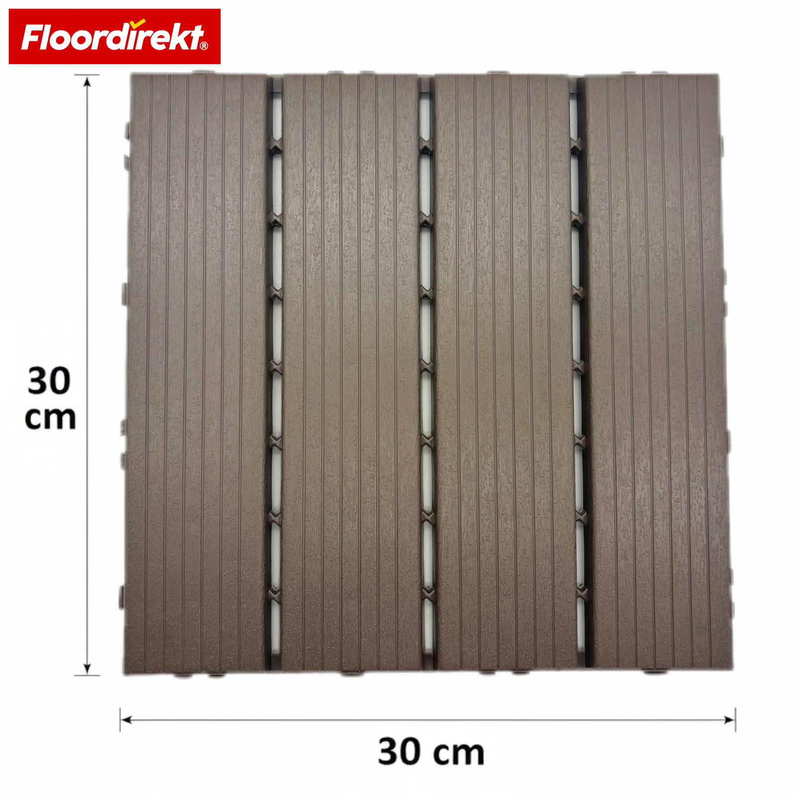 Terrassenfliesen | Majestic | Braun | 30x30 cm Klickfliesen in Holzdielenoptik | Witterungsbeständig & pflegeleicht