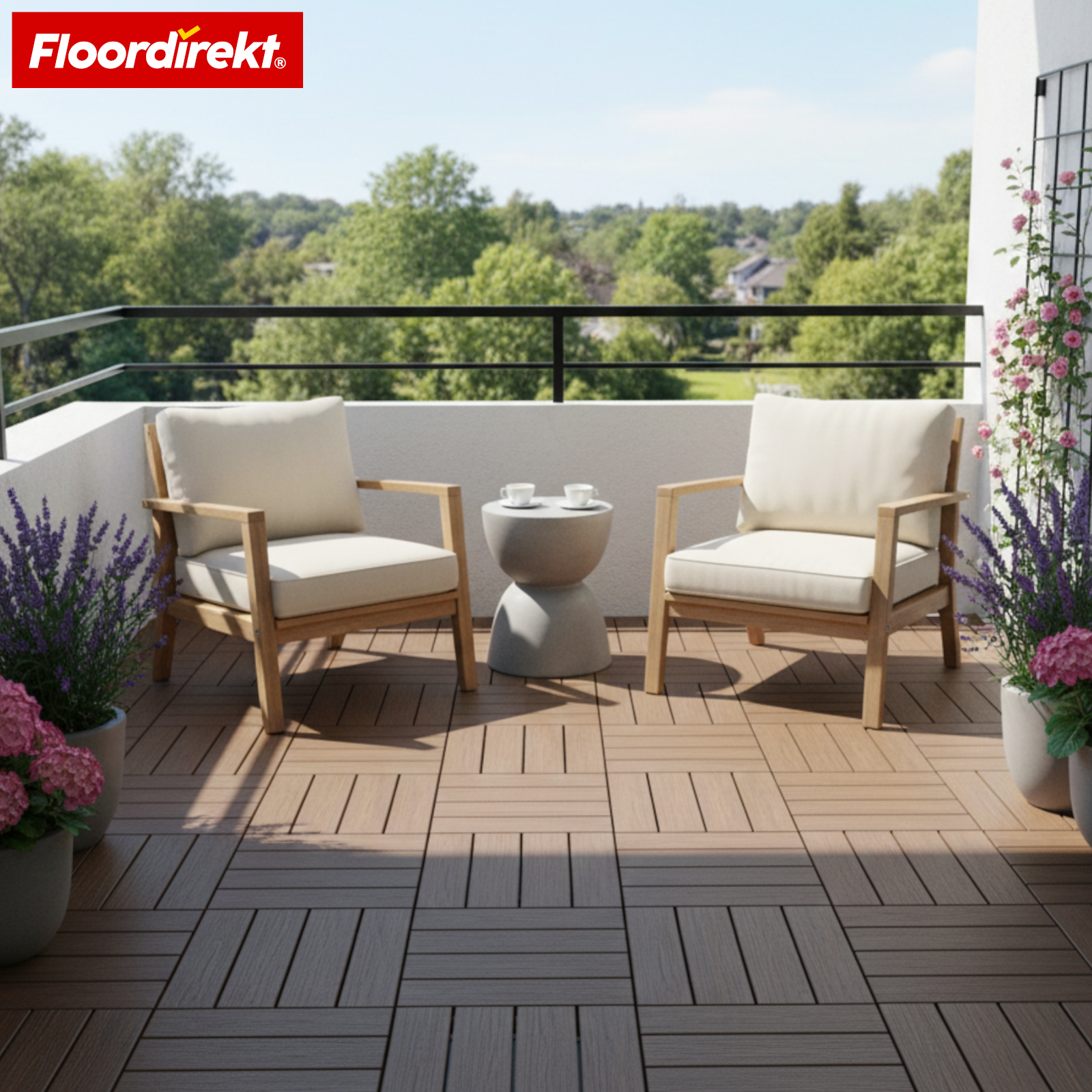 Terrassenfliesen | Majestic | Braun | 30x30 cm Klickfliesen in Holzdielenoptik | Witterungsbeständig & pflegeleicht