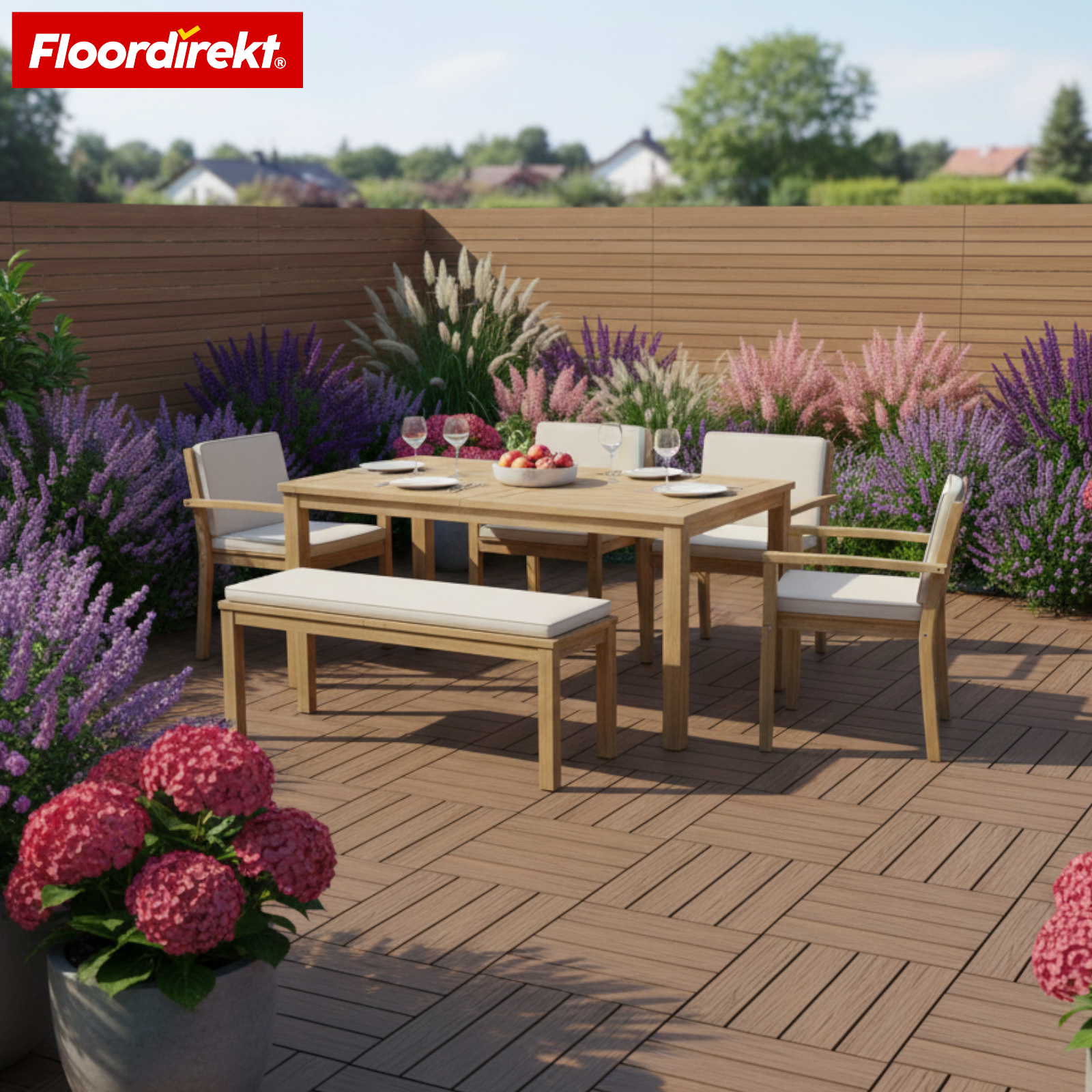 Terrassenfliesen | Majestic | Braun | 30x30 cm Klickfliesen in Holzdielenoptik | Witterungsbeständig & pflegeleicht