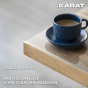 Transparent mattierte Tischfolie mit abgeschrägter Kante | Crystal | Matte Schutzfolie für Tische | Individueller Zuschnitt