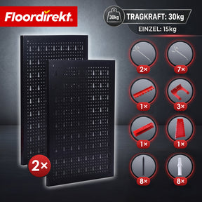 Werkzeugwand | Parker | Lochwand Set aus Metall mit Zubehör | Werkzeughalter für Werkstatt & Garage