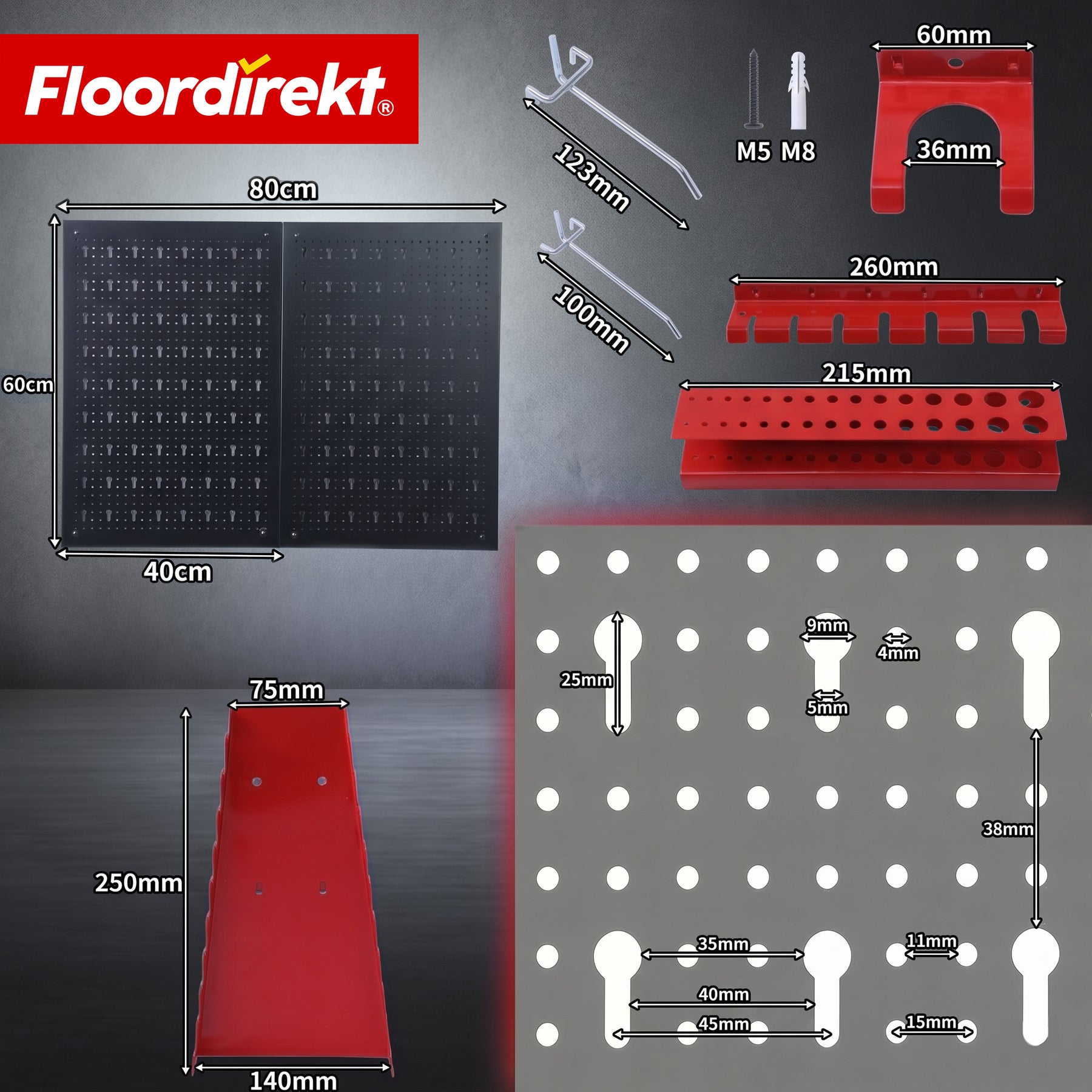 Werkzeugwand | Parker | Lochwand Set aus Metall mit Zubehör | Werkzeughalter für Werkstatt & Garage