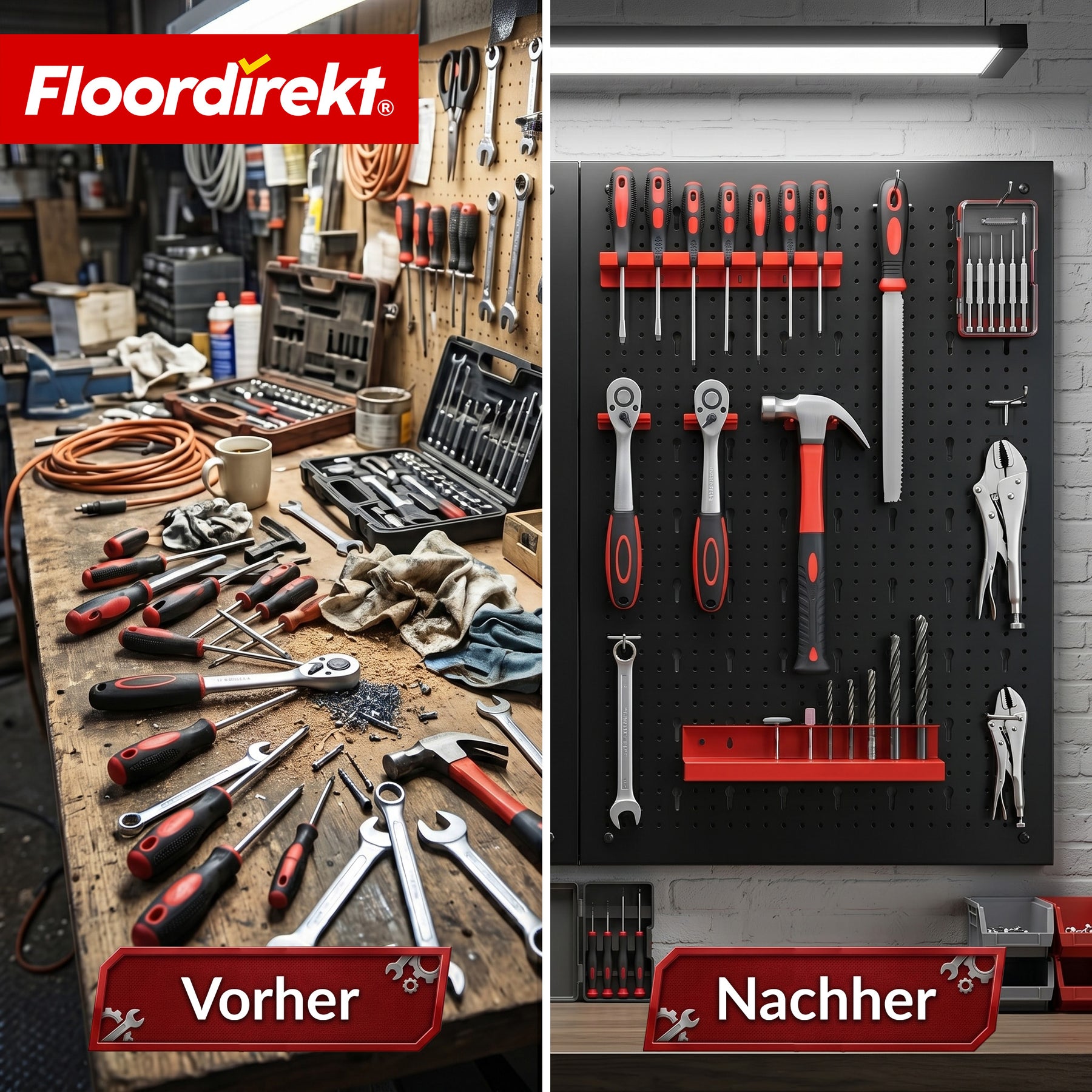 Werkzeugwand | Parker | Lochwand Set aus Metall mit Zubehör | Werkzeughalter für Werkstatt & Garage