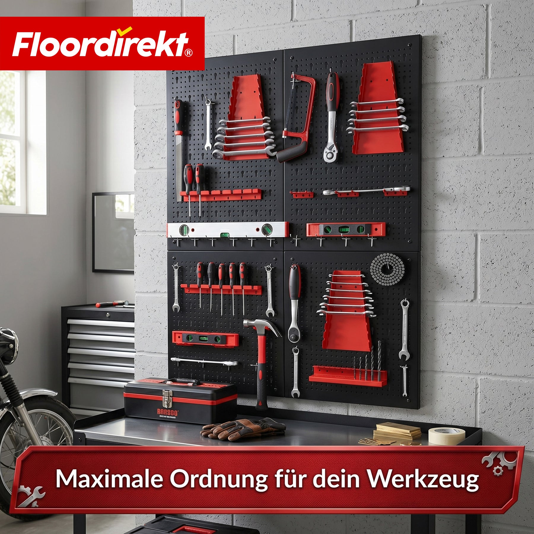Werkzeugwand | Parker | Lochwand Set aus Metall mit Zubehör | Werkzeughalter für Werkstatt & Garage