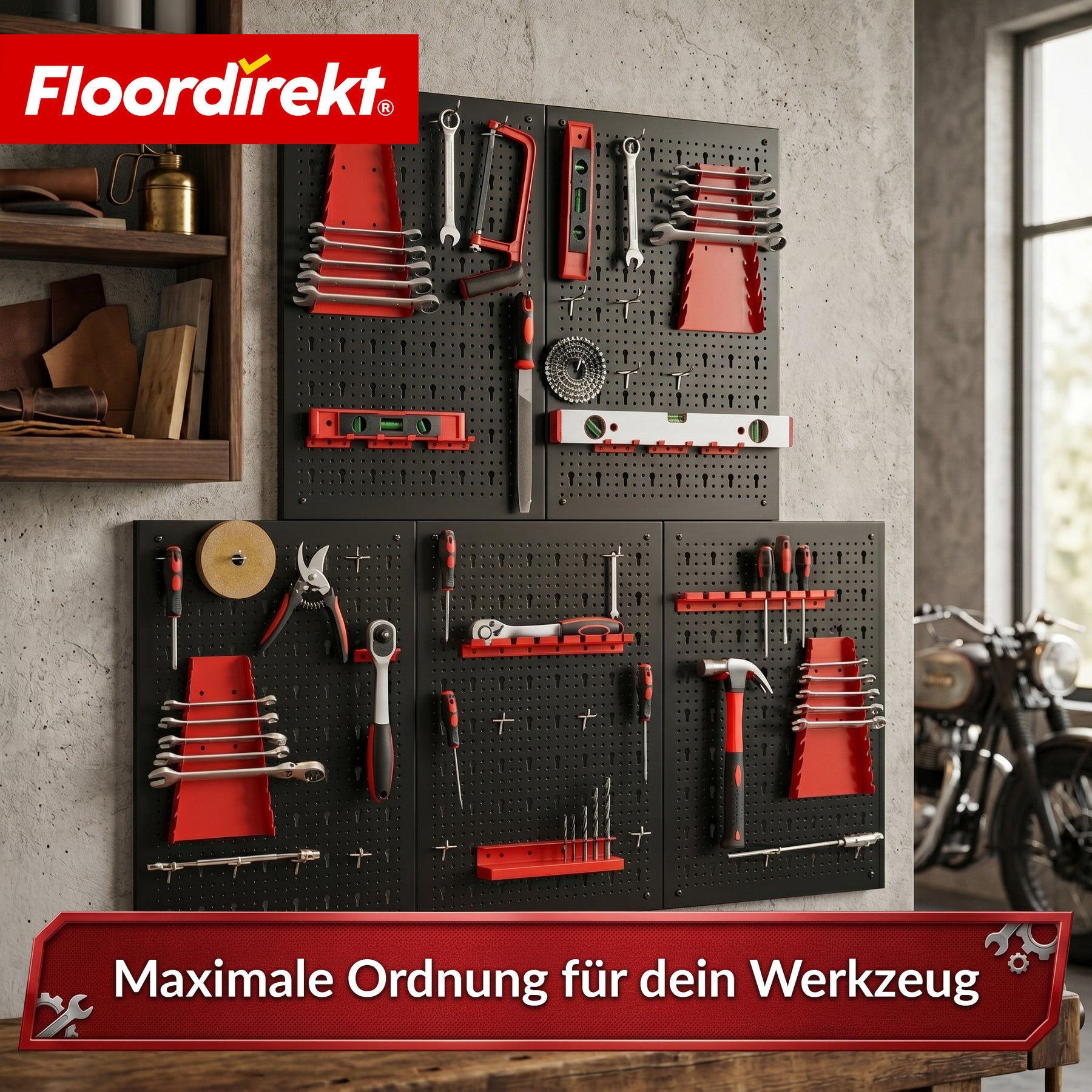 Werkzeugwand | Parker | Lochwand Set aus Metall mit Zubehör | Werkzeughalter für Werkstatt & Garage
