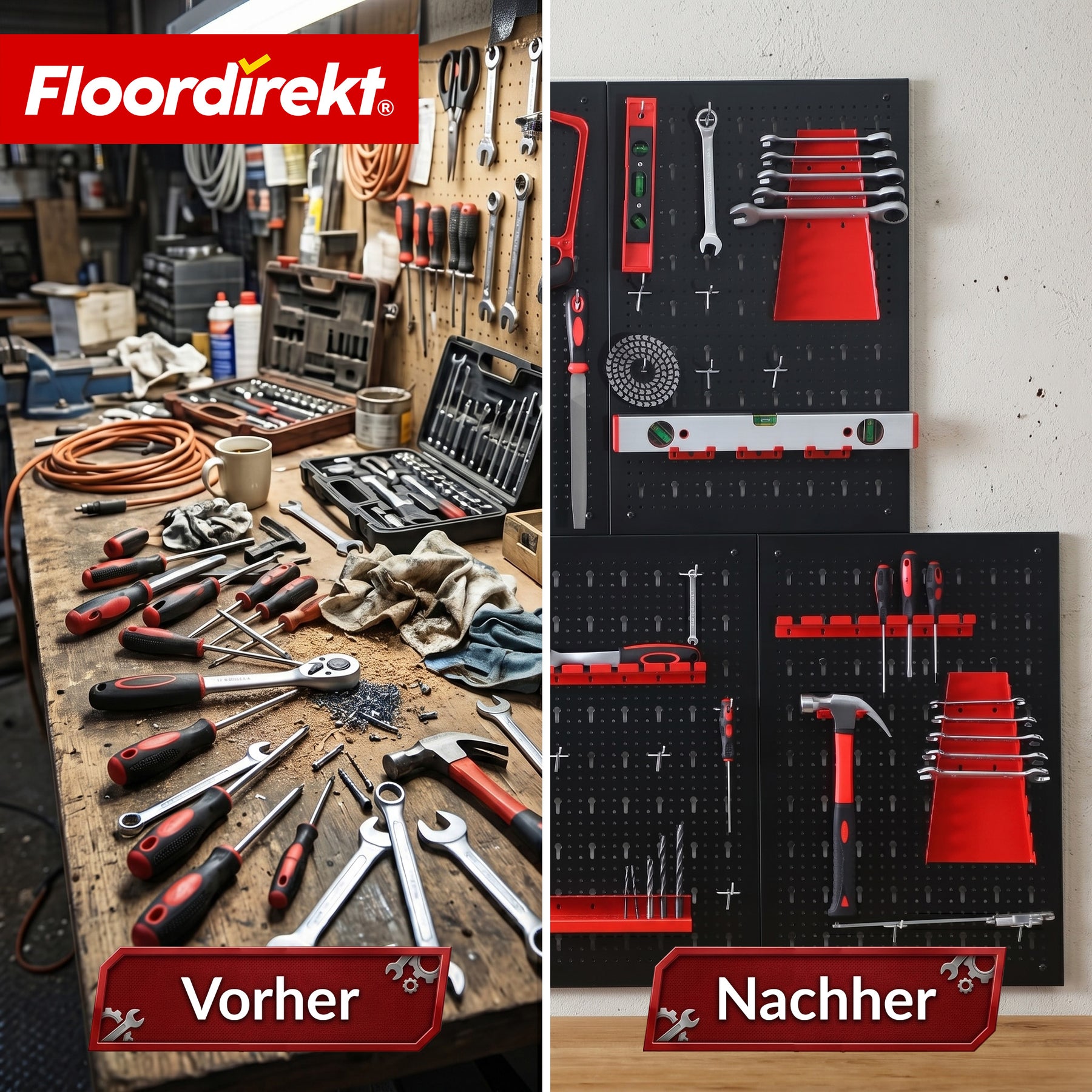 Werkzeugwand | Parker | Lochwand Set aus Metall mit Zubehör | Werkzeughalter für Werkstatt & Garage