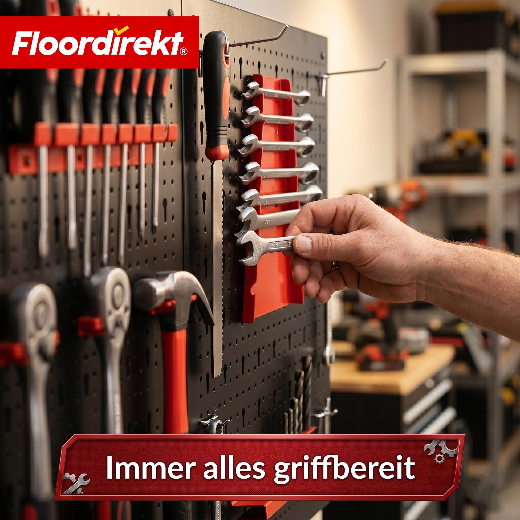 Werkzeugwand | Parker | Lochwand Set aus Metall mit Zubehör | Werkzeughalter für Werkstatt & Garage