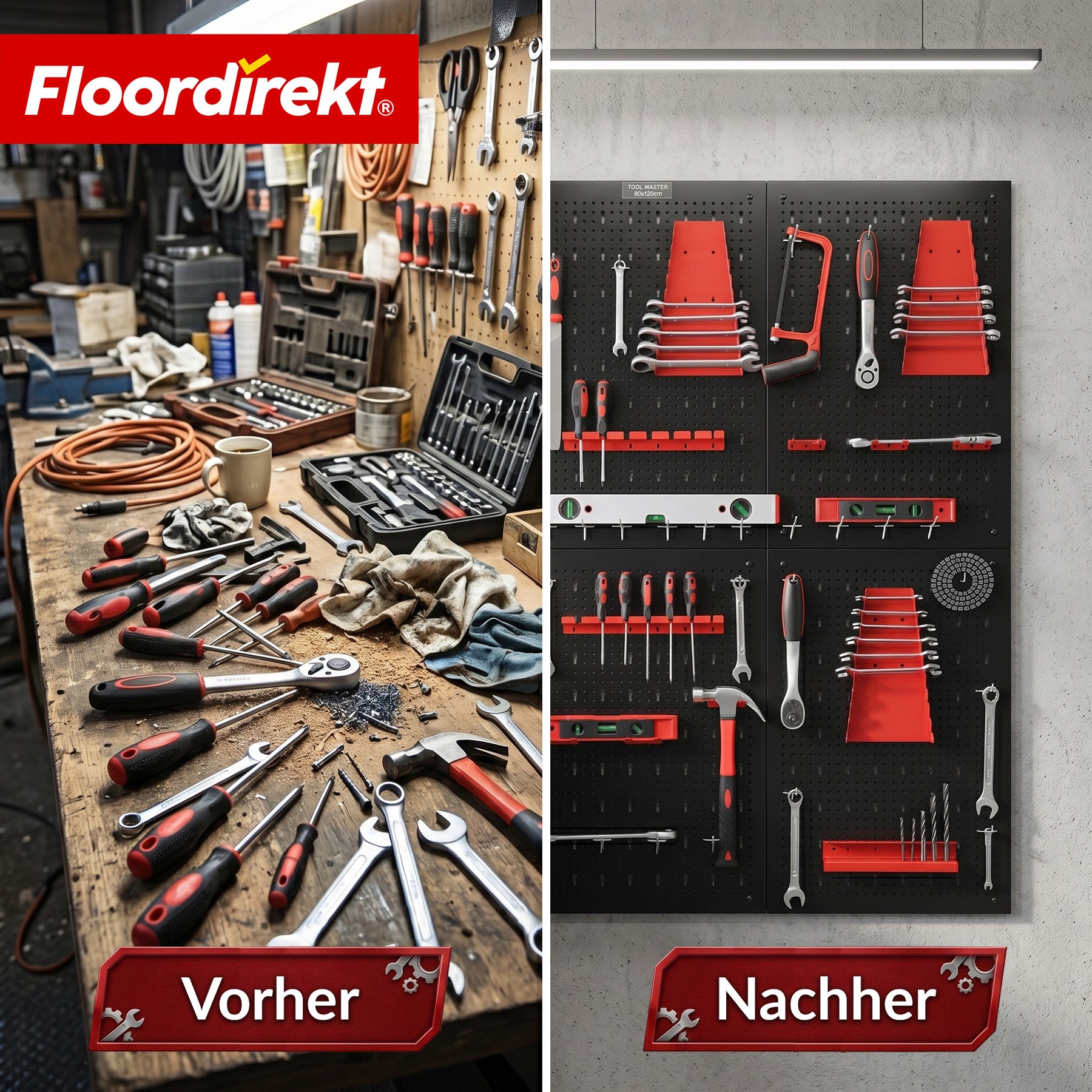 Werkzeugwand | Parker | Lochwand Set aus Metall mit Zubehör | Werkzeughalter für Werkstatt & Garage