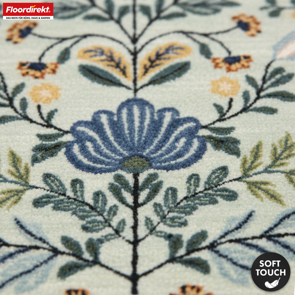 Wohnteppich | Cascada | Eleganter Teppich mit Blumen-Design in harmonischen Farben | Rutschfest, strapazierfähig & pflegeleicht | In verschiedenen Größen