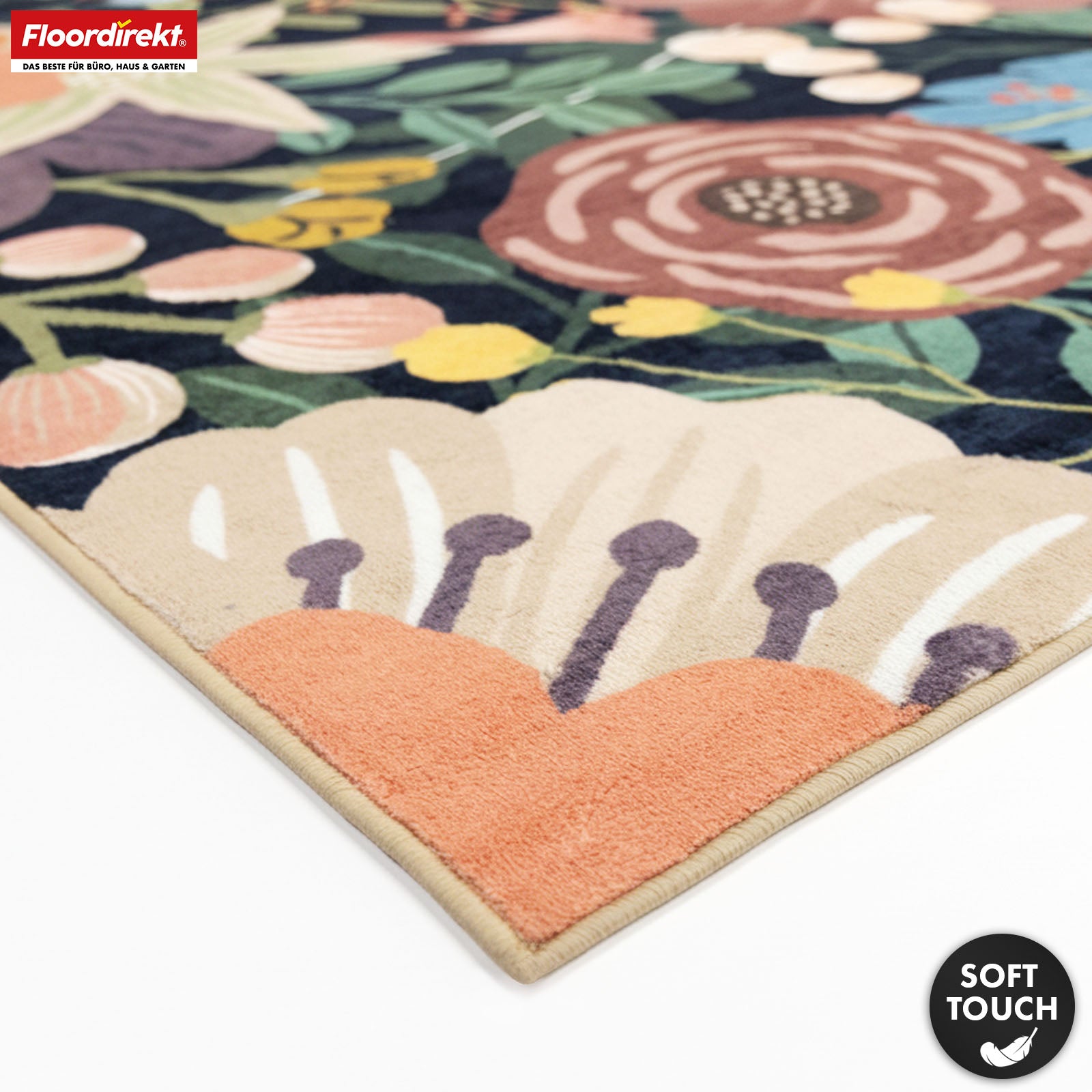 Wohnteppich | Tropica | Moderner Teppich mit tropischem Blumenmuster | Rutschfest, strapazierfähig & pflegeleicht | In verschiedenen Größen