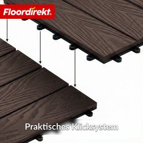 WPC-Terrassenfliese | Noble 3D | Moderne Klickfliese 30 x 30 cm für Balkon & Terrasse