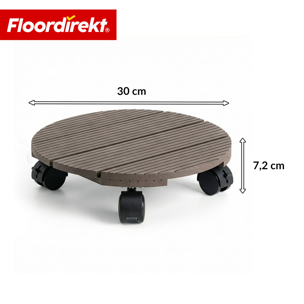 WPC-Pflanzenroller | Countess | Rolluntersetzer Ø 30 cm | 4 Lenkrollen 360° & Feststellbremse | bis 80 kg belastbar