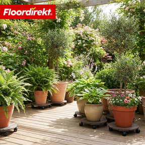 WPC-Pflanzenroller | Countess | Rolluntersetzer Ø 30 cm | 4 Lenkrollen 360° & Feststellbremse | bis 80 kg belastbar