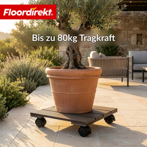 WPC-Pflanzenroller | Marquis | Rolluntersetzer 30 x 30 cm | 360° Lenkrollen mit Bremse | Tragkraft bis 80 kg