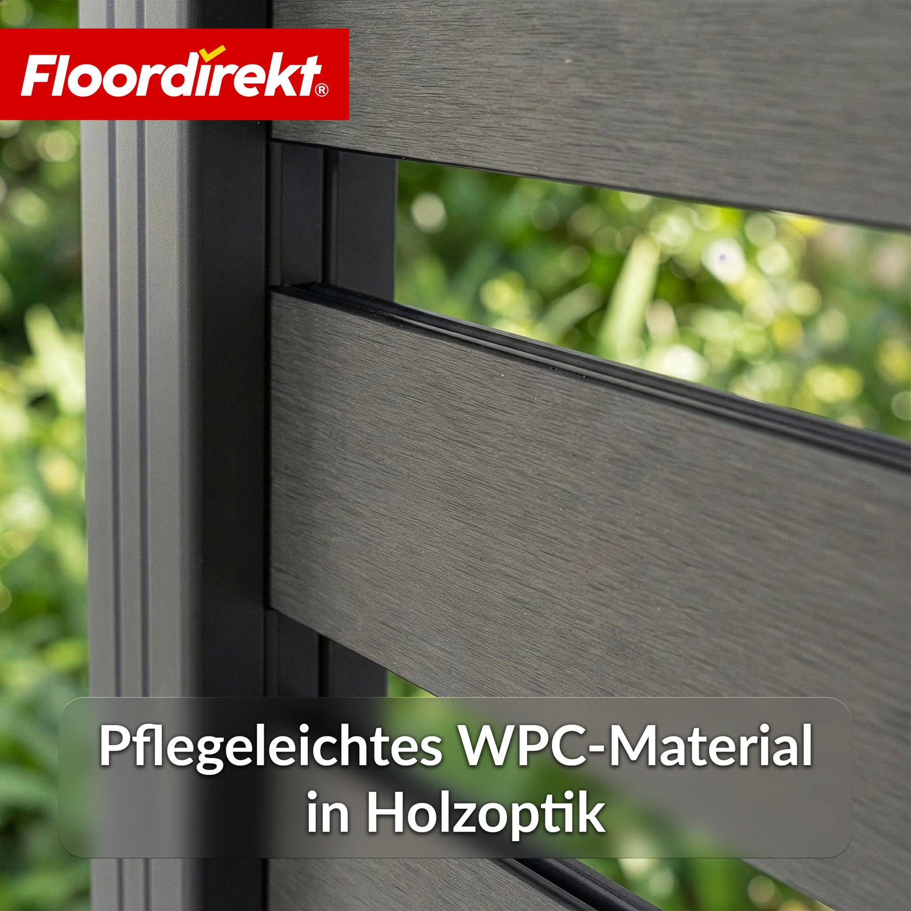 WPC-Sichtschutzzaun | Milos | 180 x 180 cm in Anthrazit mit Aluminium-Pfosten